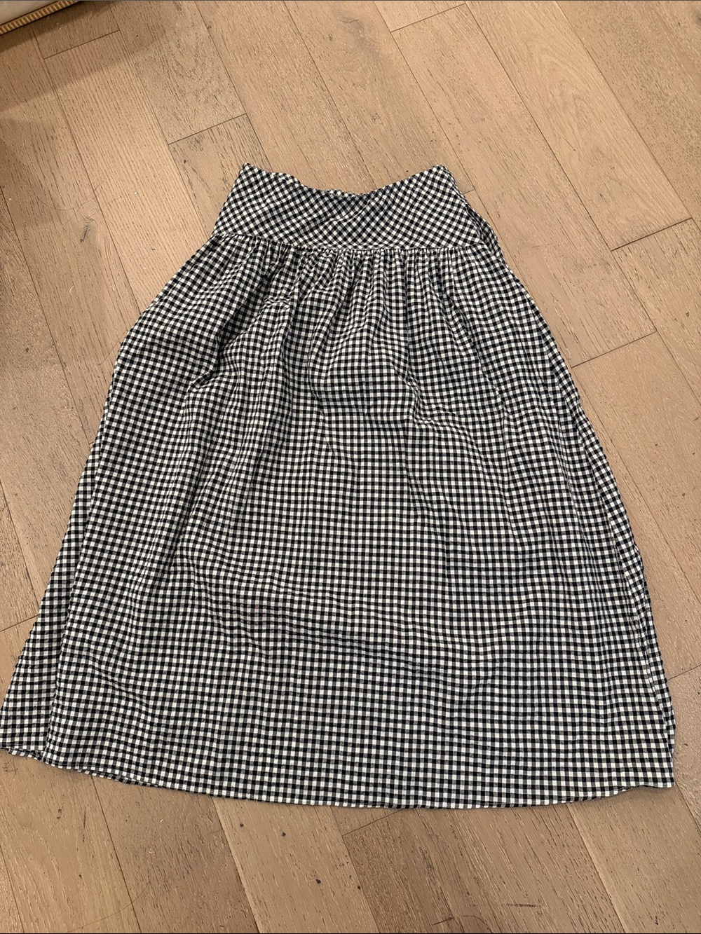Classic Black and White Gingham Midi Skirt